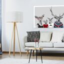 Nowoczesny obraz na płótnie 120x80 cm - Rodzina Jeleni w czerwonych dodatkach