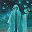 Hold my world - surrealizm i realizm magiczny - ręcznie malowany obraz akrylowy 24x30 cm