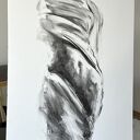 Szkic Kobiety 100x70 cm - obraz z węgla na białym papierze