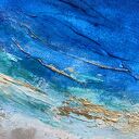 Granatowy mały obraz abstrakcyjny Ocean Maldives 20x20 cm do biura