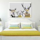 Nowoczesny obraz na płótnie 100x70 cm - Rodzina jeleni w żółtych sweterkach