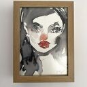 Red Lips - oryginalna akwarela w ramce 13x18 cm