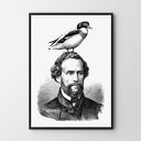 Plakat obraz z ptakiem na głowie 30x40 cm