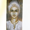 Klucznik /1/ - obraz malowany na starej desce z drewna, dekoracja handmade