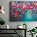 Obraz do salonu z abstrakcyjną kompozycją róż 70x50 cm