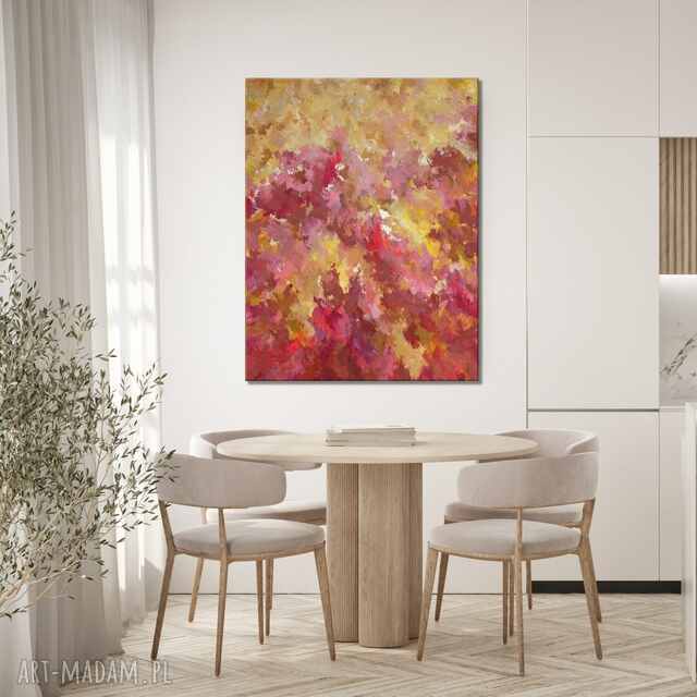 Żółty obraz abstrakcyjny, kolorowa abstrakcja 70x90 Sunset Melody - czerwony obraz do salonu