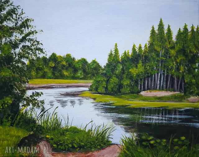 OBRAZ RĘCZNIE MALOWANY AKRYLOWY "ZAPACH LASU" - 24x30cm