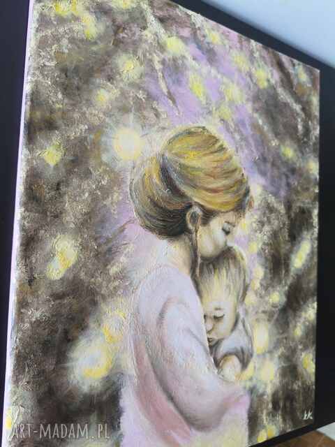 Neon Lights Obraz Olej Matka Dziecko 40x50 Magia Prezent Miłość Rodzina