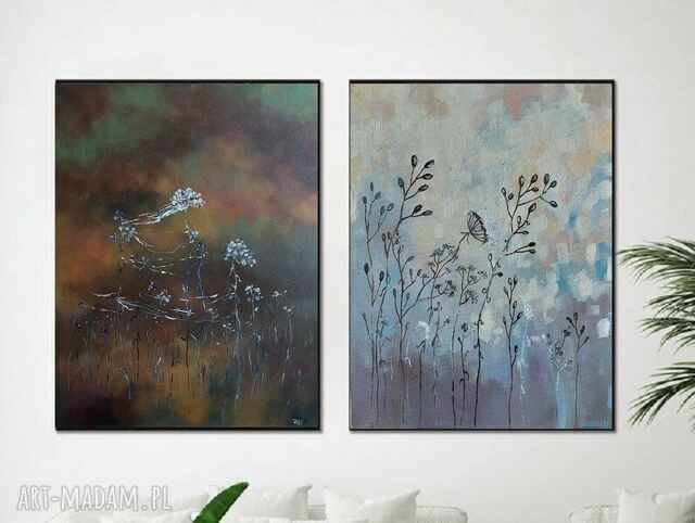 ŁĄKA-dwa obrazy akrylowe