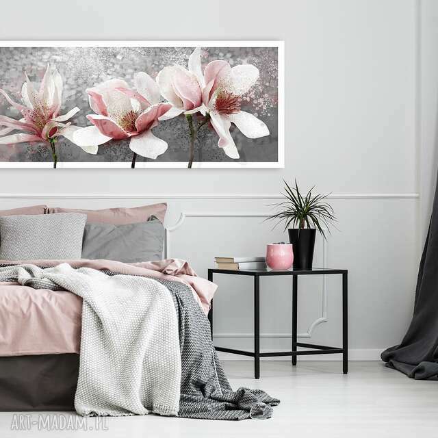 Obraz drukowany na płótnie KWIATY MAGNOLII W PASTELOWYCH BARWACH -format 147x60cm 03177