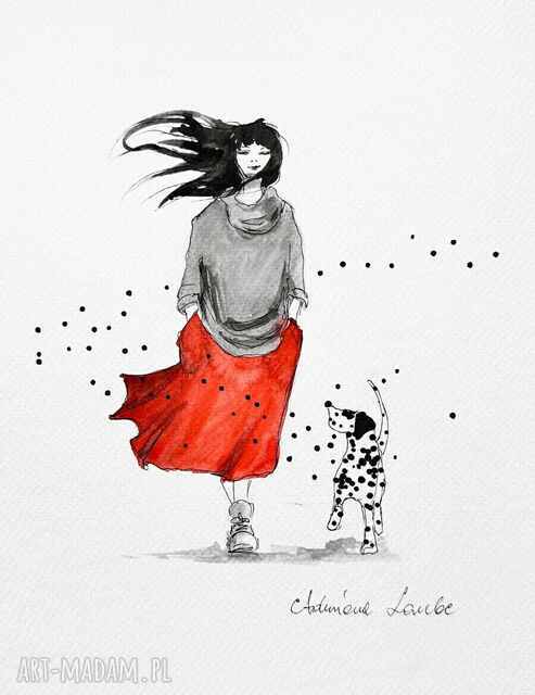 "Bądź sobą" akwarela z dodatkiem piórka artystki Adriany Laube