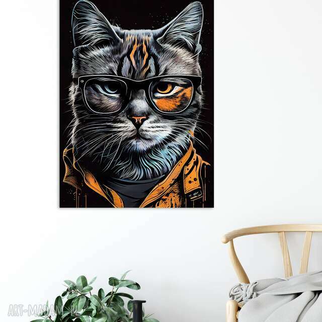 Portret kota hipsterskiego - Otis - wydruk na płótnie 50x70 cm B2