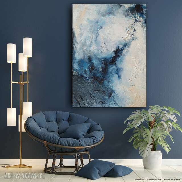 BLUE, wym. 70x100 cm Wielkoformatowy obraz na płótnie Abstrakcyjny