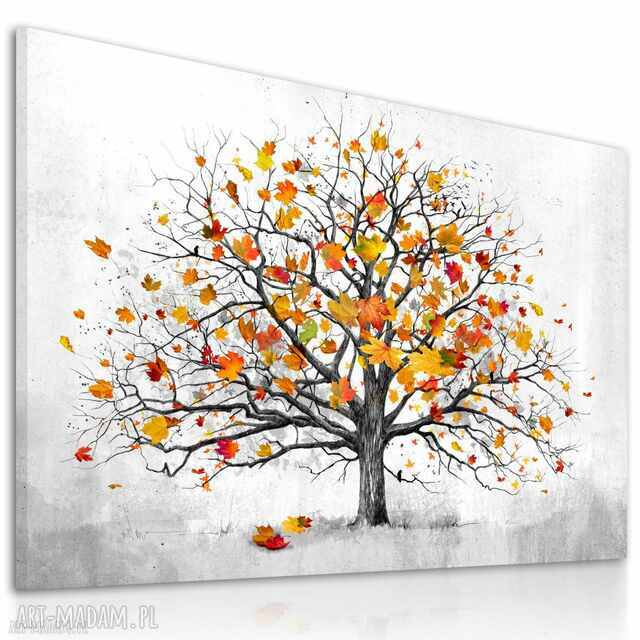 Nowoczesny obraz do salonu drukowany na płótnie z drzewem, jesienne drzewo, duży format 120x80cm