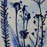 ceramiczny polne kwiaty, kobaltowy - dekoracja ściany obrazek