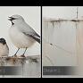 minimalistyczny na płótnie - polskie ptaki na gałęzi wróble obraz z wróblami