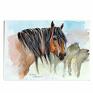 Azul Horse oryginalny obraz mustang akwarela A5 na koń dla koniarza na prezent