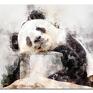 Ale Obrazy niesztampowe obraz duże panda 1 - 120x70cm na płótnie szary miś designe