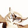 Sówka Strażniczka - obraz kawą malowany - noc sowa
