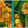 drzewo pomarańczowe nowoczesny obraz do salonu drukowany na płótnie - zółta wydruk