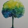 kolorowe drzewo akwarela formatu A5 - papier