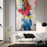 kolorowa abstrakcja, wym. 80x120 cm wielkoformatowy obraz na płótnie duży sypialnia