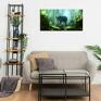 turkusowe dżungla obraz - słonie - wydruk na płótno