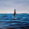 "Fale Adriatyku" - Obraz olejny na płótnie, 60x80 cm - krajobraz pejzaż morski