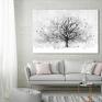 Obraz do salonu drukowany na płótnie z drzewem - duży grafika drzewo czarno białe