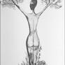 szare czarno białe kobieta body flower A3 obrazy grafiki