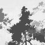 jeleń obraz drzewo 48 - 120x70cm las szary płótno las