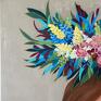 Obraz kobieta z kwiatami ręcznie malowany 80x100 cm - Flower Lady kwiaty