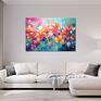 Kolorowy obraz z kwiatami - kwiaty - wydruk na płótnie 90x60 cm abstrakcja