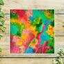 annsayuri art Abstrakcyjny obraz ręcznie malowany - Happy Life 30x30 cm - do salonu kolorowa grafika