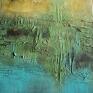 AleksandraB The Lagoon, dyptyk - obrazy ręcznie malowane na płótnie komplet abstrakcja