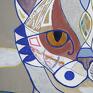 "Mozaikowy kot" Obraz inspirowany twórczością Gaudiego. Technika akryl, kolaż. Wymiary 50x70 cm. Na płótnie