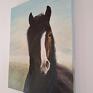 czarne obraz "białonosy" - olejny na płótnie, 40x50 krajobraz koń portret
