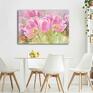 zielone obrazy kwiaty obraz na płótnie, 120x80 namalowany ręcznie tulipany