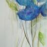 Paulina Lebida abstrakcja akwarela niebieskie kwiaty formatu a4