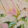 Pastelowa łąka, obraz kwiaty malowany na płótnie