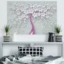 obraz na płótnie - drzewo biały różowy kwiaty - 120x80 natura glamour