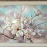 Magnolia Impresja, ręcznie malowany obraz olejny - kwiaty sztuka