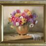 ręcznie malowany - obraz olejny astry kwiaty sztuka lidia olbrycht