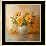 brązowe kwiaty sztuka żółte róże, ręcznie malowany obraz oryginalny produkt