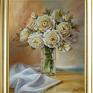 obraz olejny ręcznie malowany róże w wazonie - L. ogród