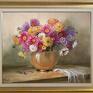 lidia olbrycht kwiaty sztuka astry, ręcznie malowany obraz olejny prezent