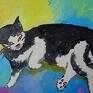 olejny kotek - obraz do salonu malarstwo ekspresjonizmu