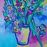 Carmenlotsu obraz do salonu olejny kolorowe kwiaty w wazonie malarstwo współczesne obrazy industrial