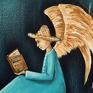 czarne obraz anioł bibliofil 10, oryginalny ręcznie malowany collage