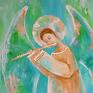 Anioł Tybiusz, ręcznie malowany - autorski obraz prezent